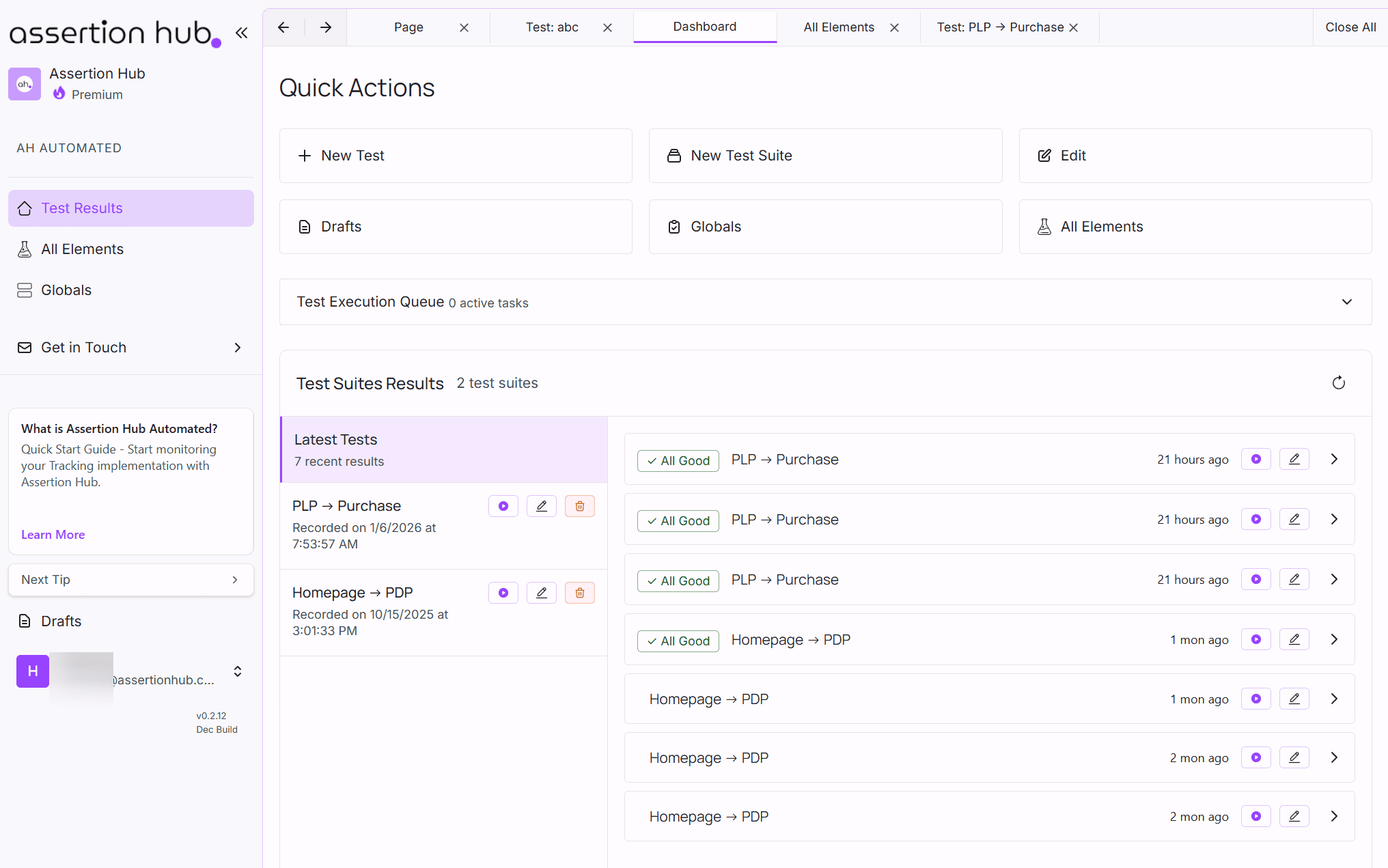 AssertionHub Testing Dashboard