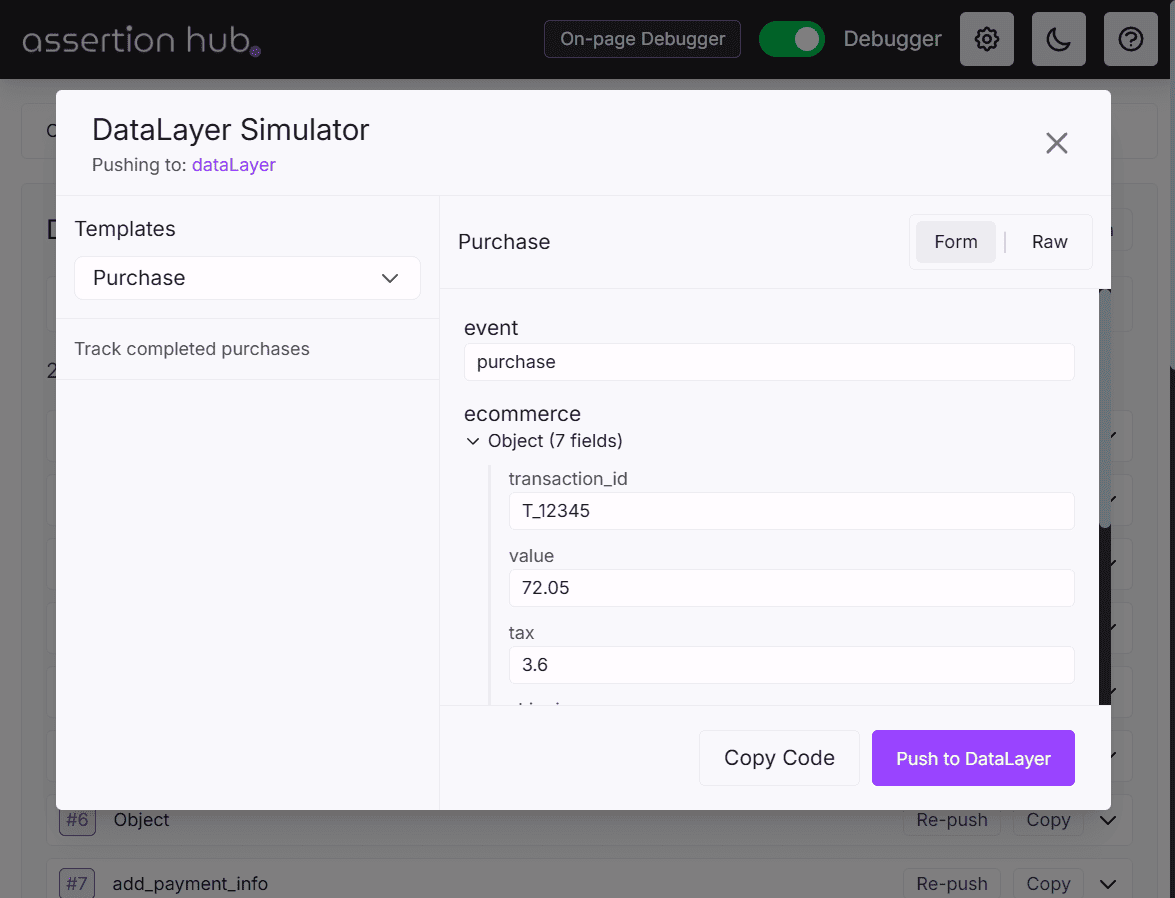 AH Debugger DataLayer Simulator