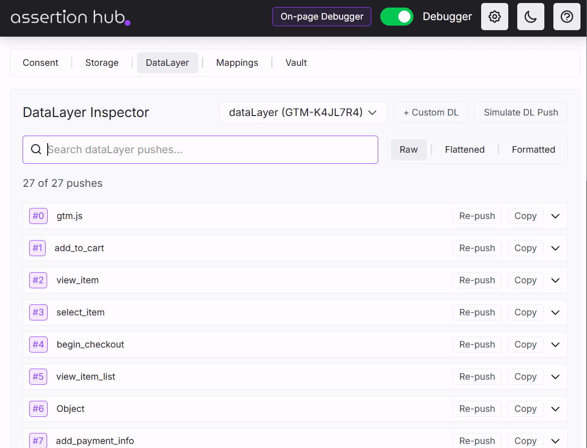 AH Debugger DataLayer Viewer