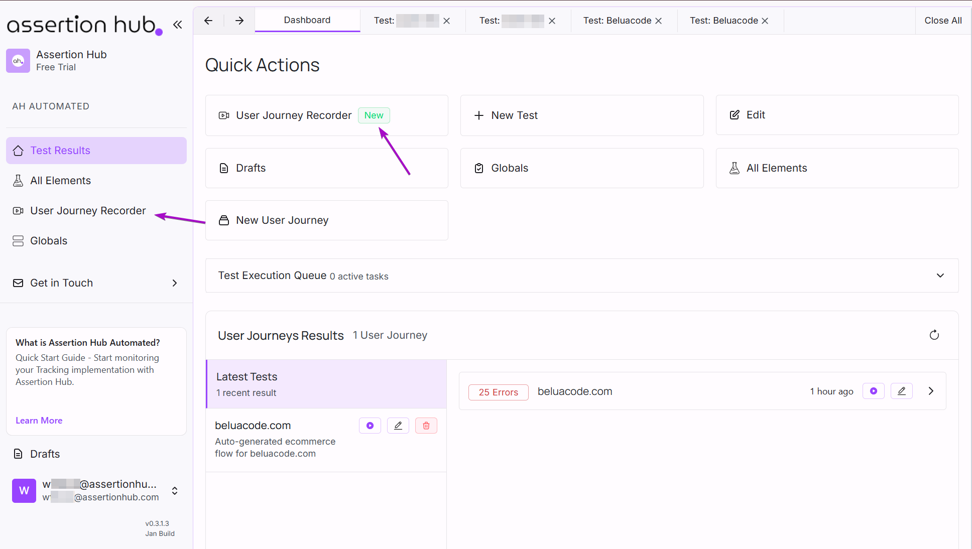 Create Test and Triggers