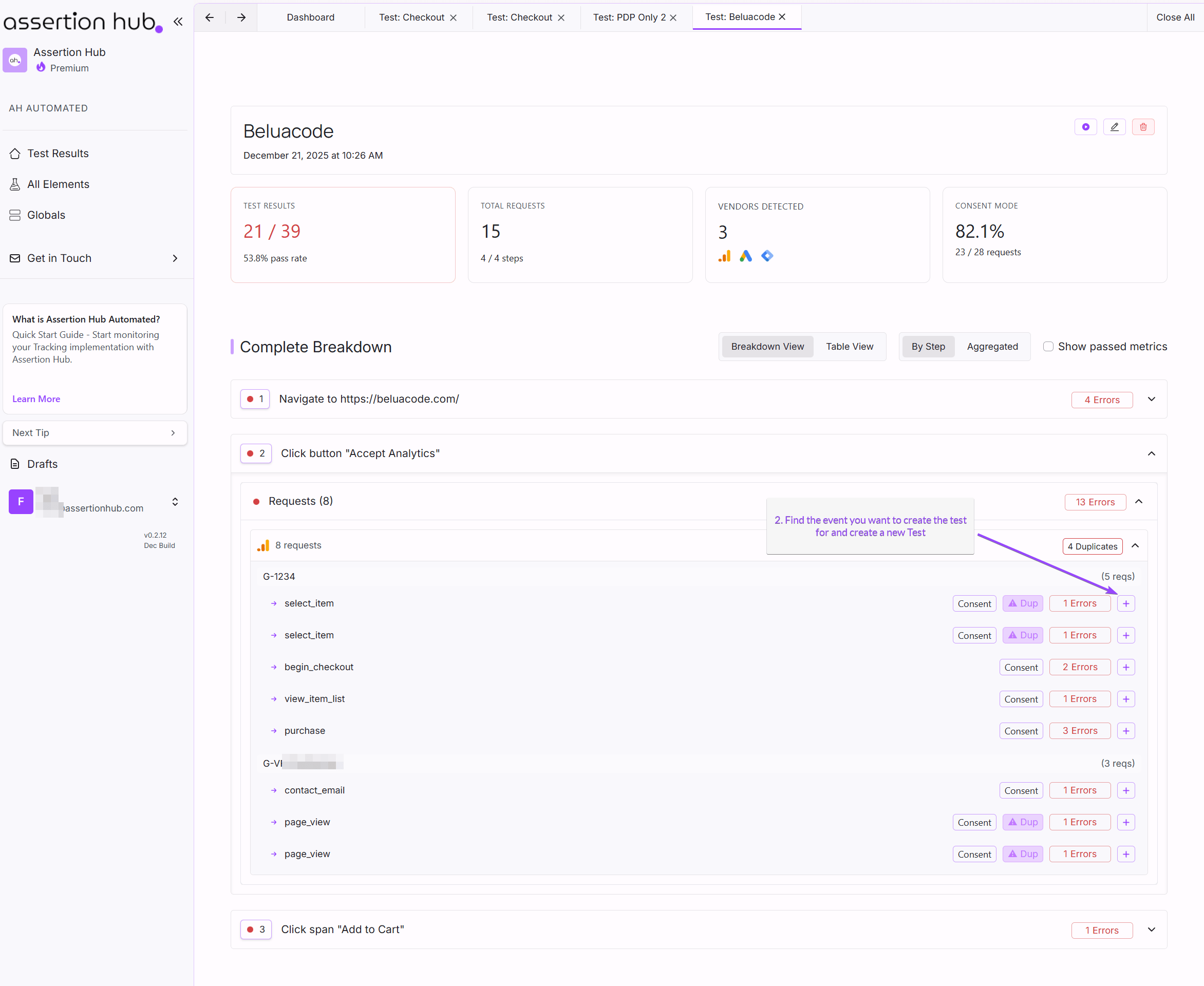 Create Test from request