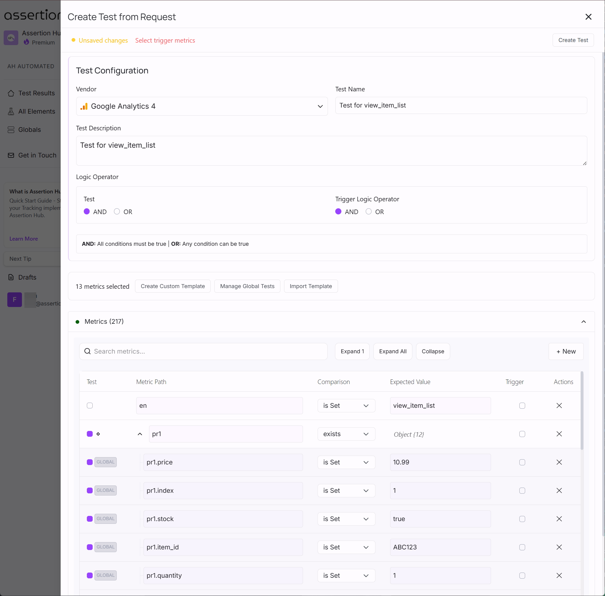 AssertionHub Test Result Example