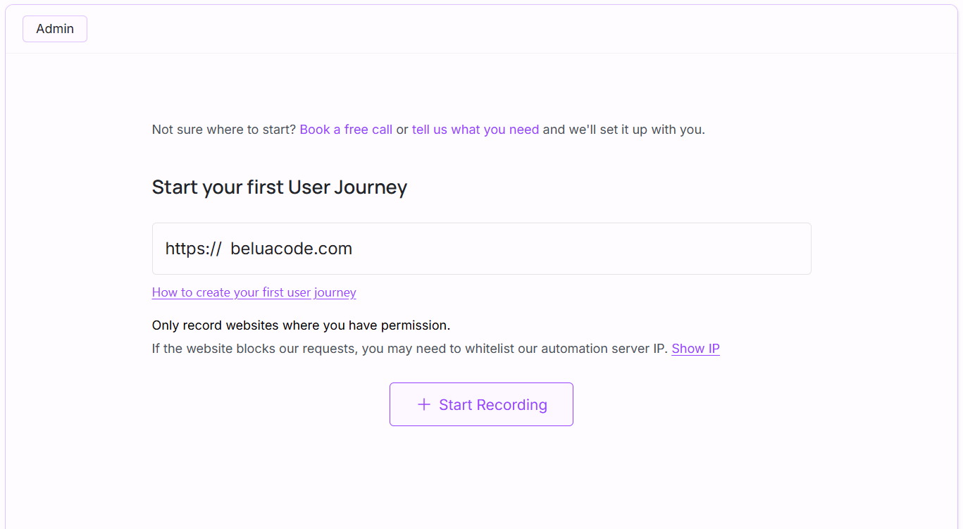 User Journey Recorder Section 1