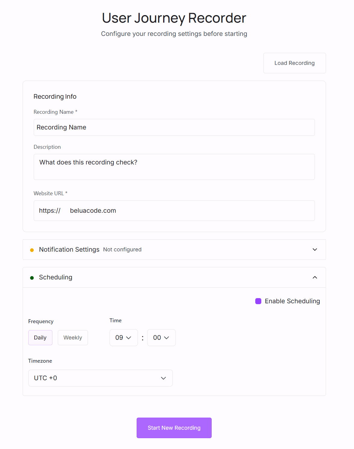 User Journey Recorder Section 1